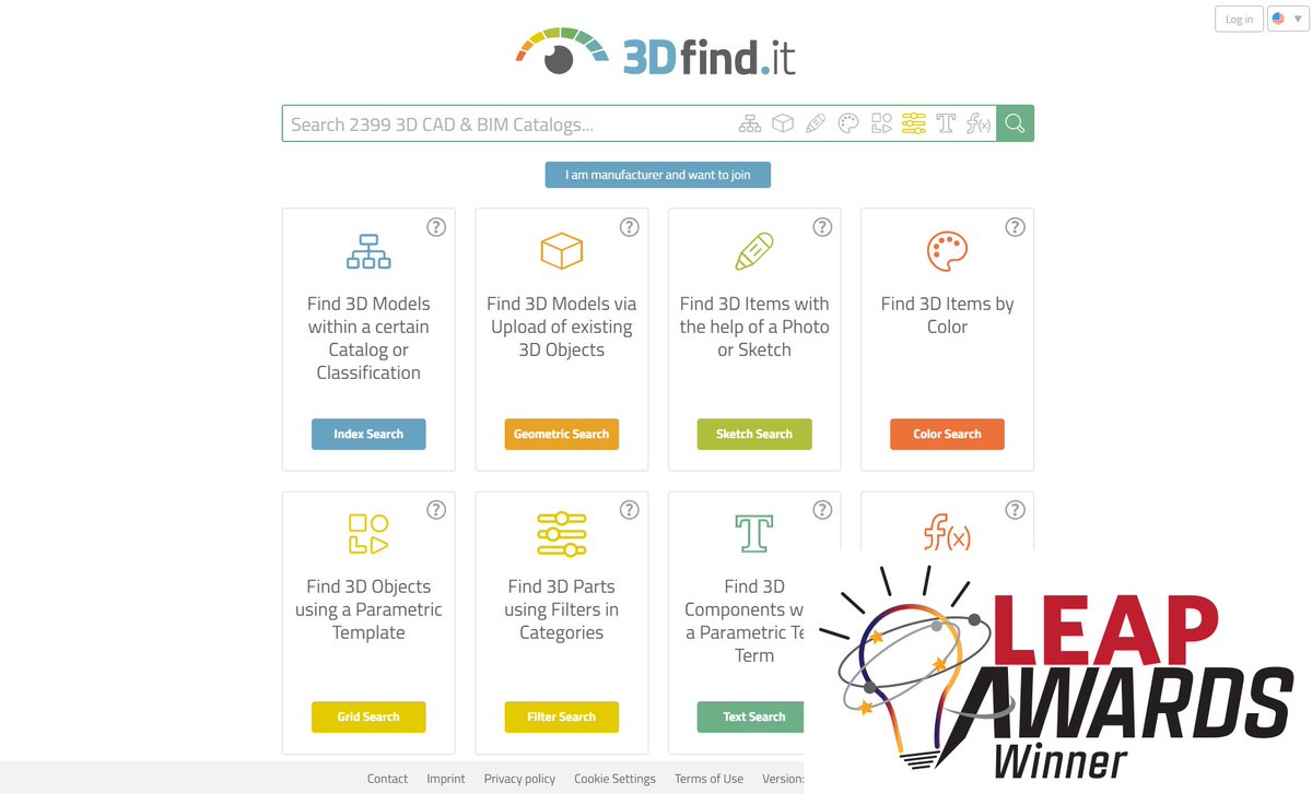 CADENASUSA's tweet image. Did you know? All eCATALOGsolutions manufacturers are searchable in 3Dfindit? Did you also know 3Dfindit won a 2020 LEAP award in the software category?
Thanks @DesignWorld @WTWH_Media hubs.ly/H0y86490 
#3DFindIt #SearchEngine #Engineering 
hubs.ly/H0y88Km0