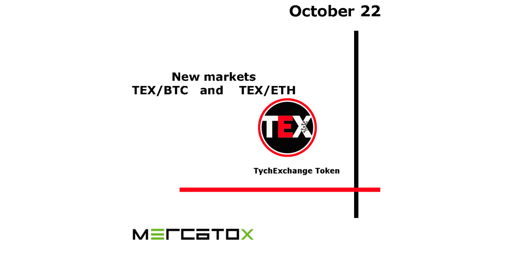 Dear users! TychExchange (#TEX) Token new market added to the listing. TEX/BTC and TEX/ETH  markets are available for trading. #TychExchange (TEX) Token contract address is
0xe3076eaa19b4bb0e0acbe2f6d64e098b6134e6bc
Good luck in the forthcoming trades.
#Mercatox_Exchange #crypto