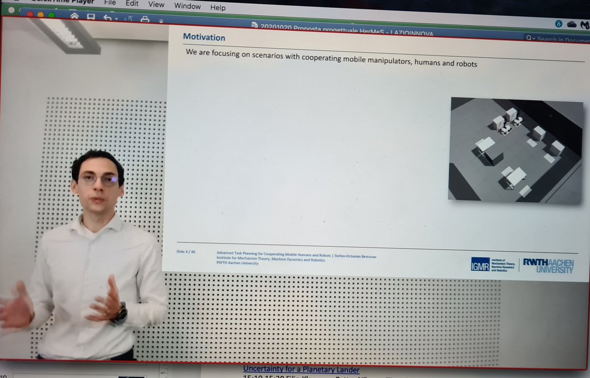 Stefan-Octavian Bezrucav presenting "Improved AI planning for cooperating teams of humans and robots" at <a href="/ICAPSConference/">ICAPS Conference</a> 2020 during #PlanRob workshop. This is a result of <a href="/Sharework_EU/">Sharework 🇪🇺 🤖</a> project about safe and effective human-robot collaboration <a href="/RoboticsEU/">Robotics & AI - EU</a> <a href="/eu_Robotics/">euRobotics</a>