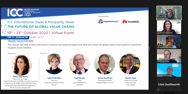 donia_hammami's tweet photo. Pleasure to moderate @iccwboUK #ICCITPW webinar with people from+30 countries. Importance @wto  #TradeFacilitation Agreement &amp; #digitalisation for #globaltrade and #sustainabledevelopment in the #covid19 context and how @WCO_OMD helps. https://t.co/MqdiMu9YKe