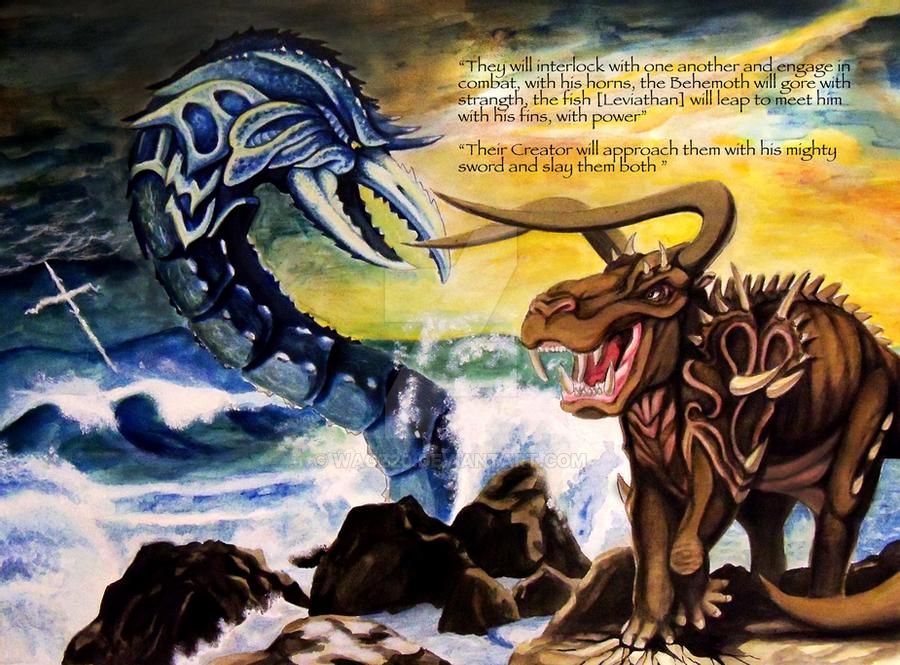 4.35 THE ACCOUNT OF  #ENOCH7 At that time, God showed him a vision of the great  #Leviathan and  #Behemoth. These two beasts were stirring up the population in the end of days. Behemoth was a beast of liberty and Leviathan was one of royalty and power.  https://rejectedscriptures.weebly.com/the-account-of-enoch.html