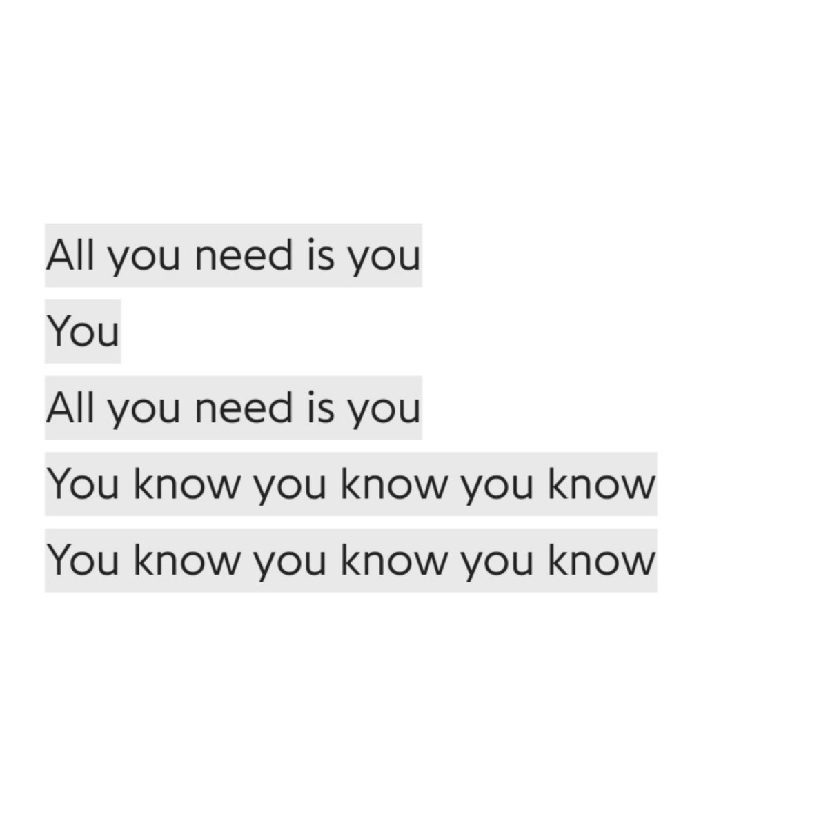 Well, which is perhaps why there are repeated usage of "I know" and "you know": to emphasis on how we are the only ones who are gonna be there for ourselves in the end, so we should have faith n doubt ourselves less. Ironically enough, this the exact moment where Joon admits+