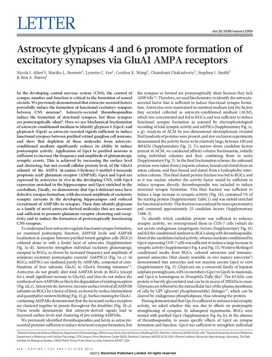 taking a note from @WashUGlia - today our Molecular Neuroscience class discussed two papers on the same topic, 20 years apart, with similar but improved techniques in the latter.
For those who love astrocytes and synaptogenesis - these two are must reads!