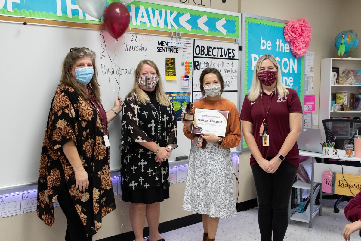 redoakisd's tweet photo. Congratulations to the October Heart of a Teacher recipients! Thank you for exhibiting the #4Talons of a #Hawk and serving the students of #ROISD. 

We appreciate all of our ROISD teachers and their service and dedication to their students! #HawksUnite https://t.co/JliaZiupR8