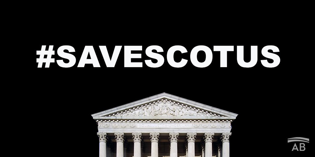 Graphic image of the Supreme Court. Text reads: #SaveSCOTUS