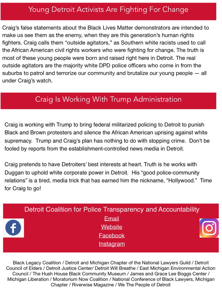 Frontline_DET's tweet photo. 1. He protects and enables police violence
2. He works against the Movement for Black Lives
3. He has embraced racist Trump Administration’s attacks on Black cities https://t.co/CDvzbh9aOI