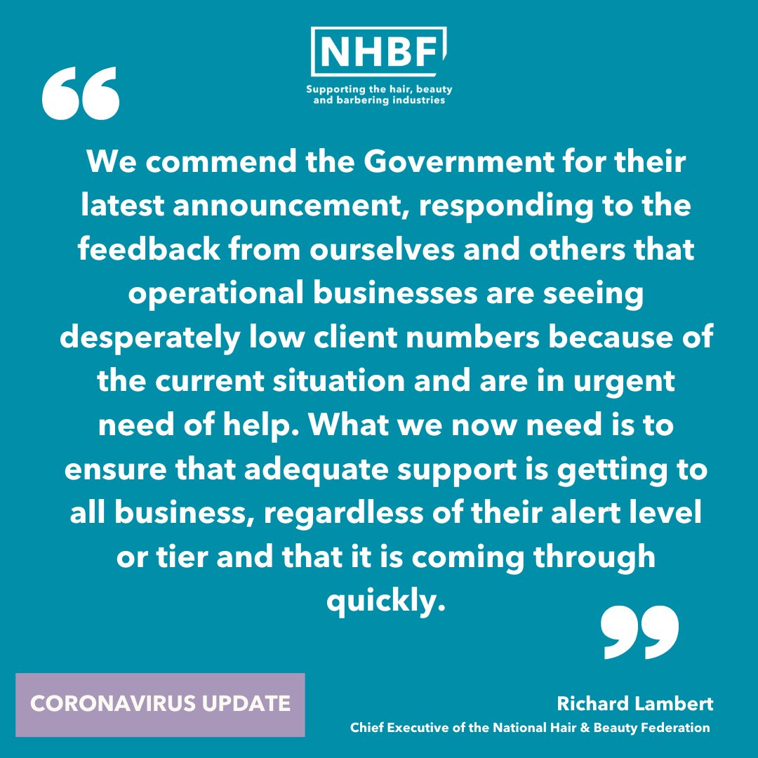 The NHBF has welcomed the latest measures announced by the Chancellor today (22 October) which will see greater support for hair and beauty businesses affected by reduced footfall due to the pandemic. 

Read more: nhbf.co.uk/news-and-blogs…