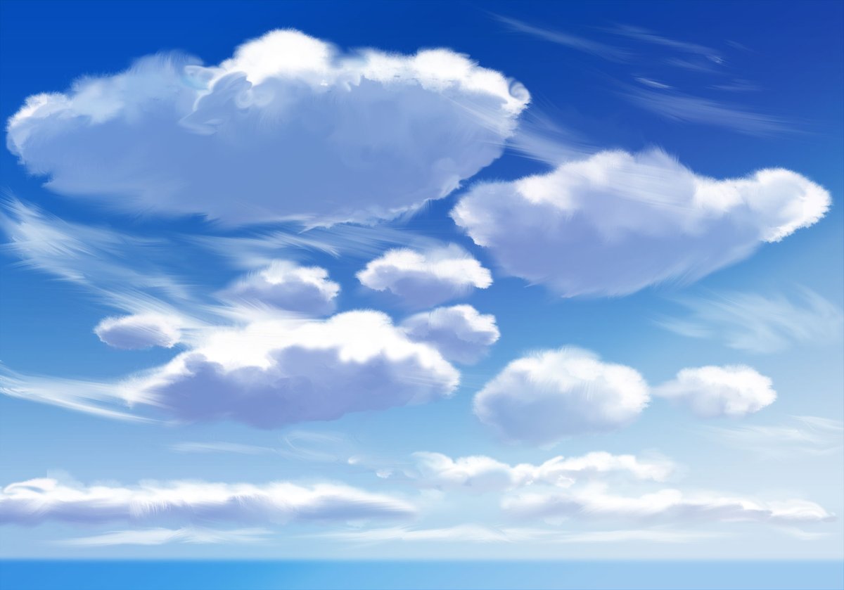 雪 キャラクターの背景に空が欲しくて 青空の練習をしてみた Mochaさんの背景作画を参考に進めたのだけど ブラシの使い方がなかなか 奥深すぎる 慣れが必要ですね ブラシ色々あるんだねえ 空 イラスト 背景イラスト 背景作画