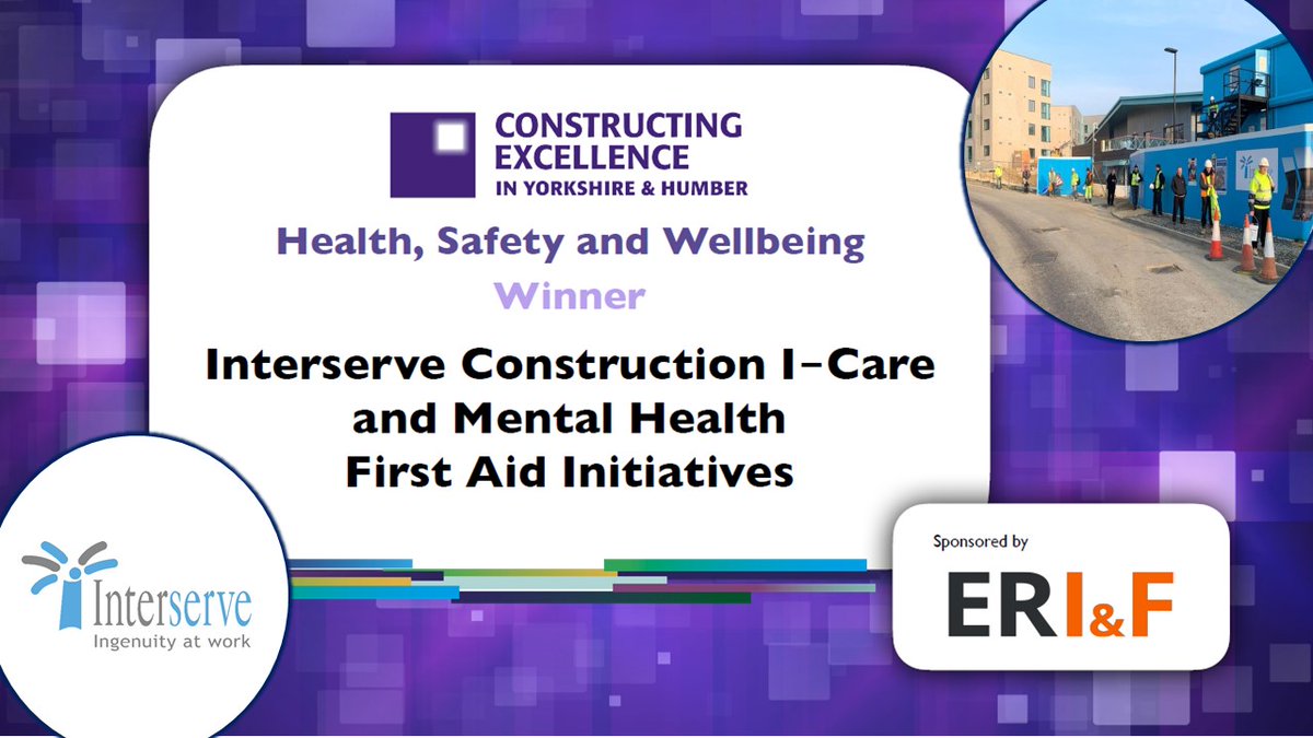 **WINNER** Our Health, Safety and Wellbeing winner is @IRVconstruction for the Interserve Construction   I‐Care and Mental Health First Aid Initiatives - Well done!
