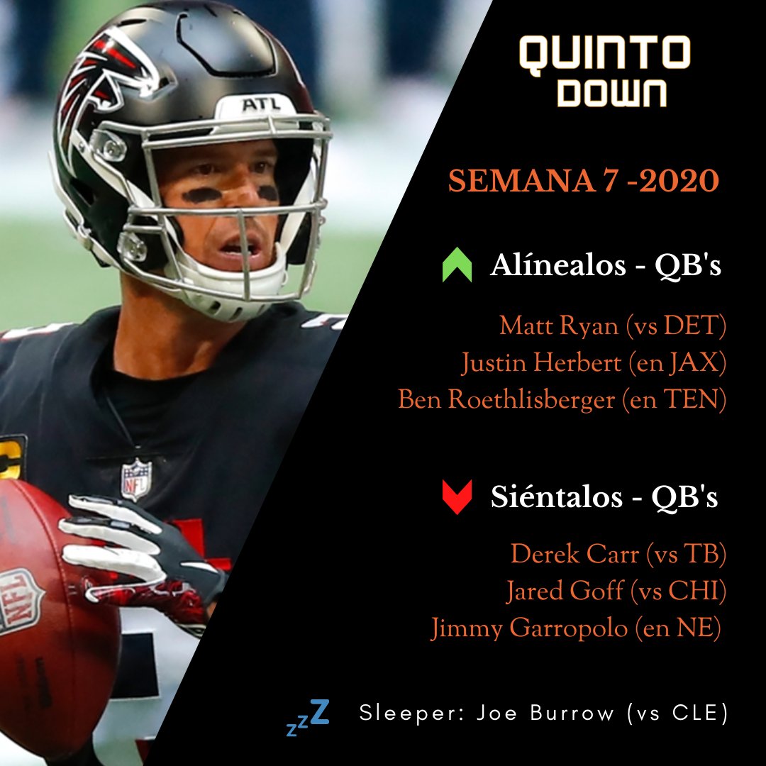 ElQuintoDown's tweet photo. 🚨ALÍNEALOS/SIÉNTALOS🚨

Te traemos las mejores opciones para que domines tu liga de NFL Fantasy en esta semana 7 😎🤩. 

#AlRescateQD #FantasyQD #NFL #FantasyFootball #FantasyFootballAdvice #NFLtwitter #Starts #Sits https://t.co/Ky24Qbil1H