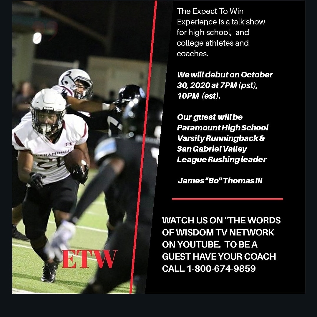 etwathletic's tweet photo. Attention Coaches and Student Athletes be a guest on "The Expect To Win Experience" Talk Show!! We will debut October 30th at 7pm on Words of Wisdom TV Network.@et_56 @hala_sione @richardg813 @TishCoach @coachbailey13 @Ca_RecruitsKnox @phscifsoccer @PMountFootball https://t.co/4evmo38ewo