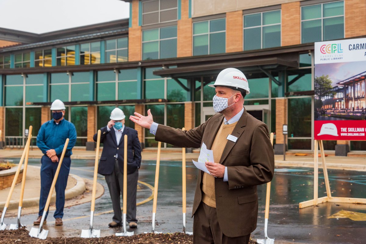 SkillmanCorp's tweet photo. Yesterday, The Skillman Corporation participated in the @CarmelLib Ground Breaking Ceremony to celebrate the beginning of construction efforts at their Main Library in Carmel, IN. We're excited to be partnering with them on this awesome community project! https://t.co/nyxuh2cRyk