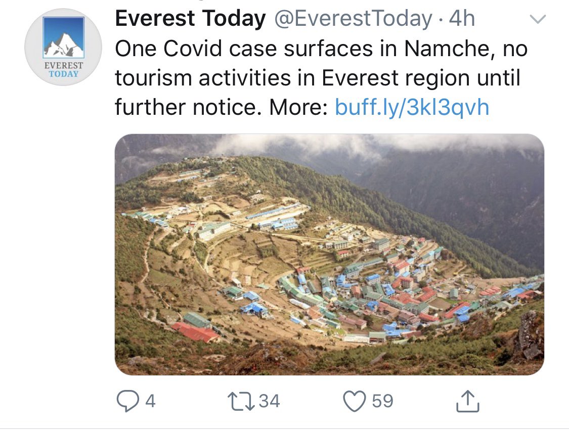 Few months ago I made the difficult decision to defer my place on October 2020 expedition to Nepal, Everest Region, Base Camp & Island Peak climb, looks like I made the right choice. I’d have been on my way to Lukla right about now. So sad for the people of the region 😔 https://t.co/fRxYYwIDIJ