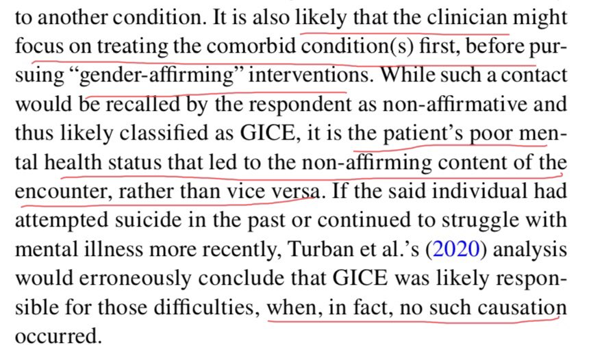 The research *assumes* mental health issues arose as a response to the GICE but a good clinician may wish to resolve co-morbid issues of mental health before introducing medicalisation. That seems good practice to me.