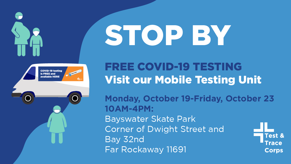 NYCMayorsOffice's tweet photo. A COVID-19 test is a #FREE way to keep #NYC healthy. Visit a mobile testing site this week or find other locations at: https://t.co/i10PBZdOd4 https://t.co/hWCBceMXVt