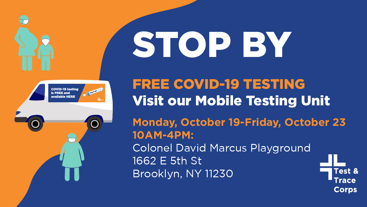 NYCMayorsOffice's tweet photo. A COVID-19 test is a #FREE way to keep #NYC healthy. Visit a mobile testing site this week or find other locations at: https://t.co/i10PBZdOd4 https://t.co/hWCBceMXVt