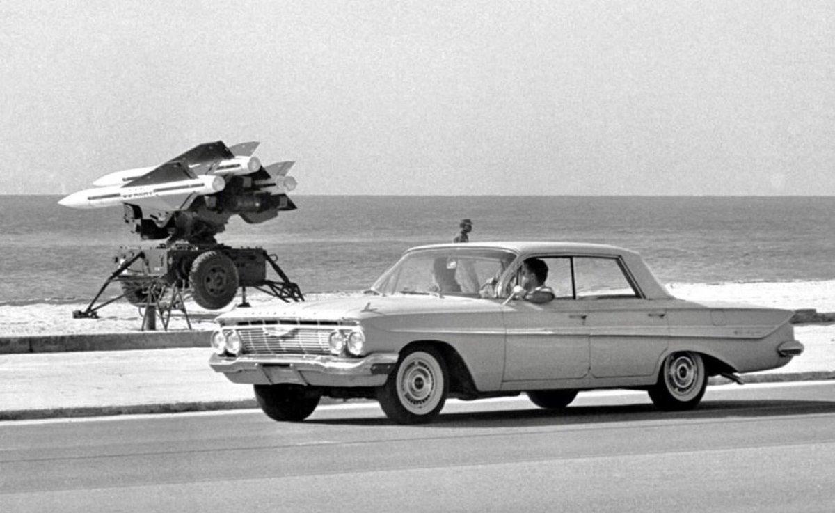 US Army anti-aircraft rockets on Key West beach during Cuban Missile Crisis, this week 1962: