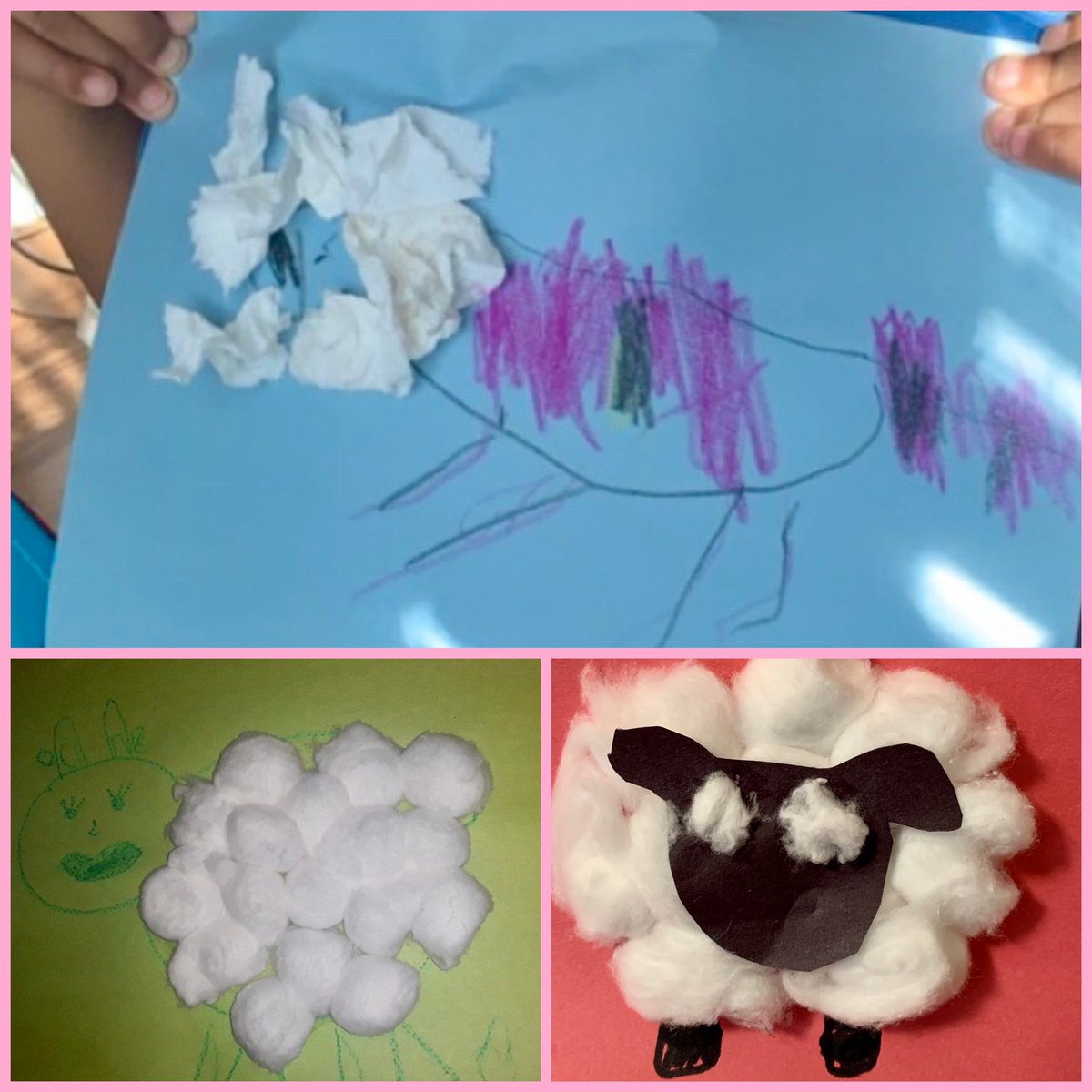 PreK Virtual- “Mary Had a Little Lamb”-cotton balls to represented Mary’s growing flock of lambs,🐑 we made sets for numbers 1-5 &amp; counted. Then, cotton balls became creative lambs. Some, cleverly used toilet paper to sub for cotton balls! 👏<a href="/BCECC_DAYMAC/">Teddy Bear Country</a> <a href="/DrDoreatha/">Dr. Doreatha White</a> <a href="/PreKProps/">#preschoolmatters</a>