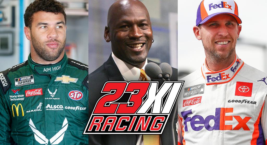 NASCAR's tweet photo. NEWS: Michael Jordan and @dennyhamlin announce @23XIRacing team name, No. 23 car number for 2021 NASCAR Cup Series season.

Details: https://t.co/AImEfjd7D0 https://t.co/rpSzpDVgrv