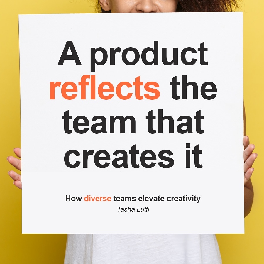 A product reflects the team that creates it. Period.
If we want to create products that reach a diverse audience… the team has to be diverse too.
Watch my #AdobeMax session ‘How diverse teams elevate creativity’ – Here is the link, if you missed it! adobe.com/max/2020/sessi…