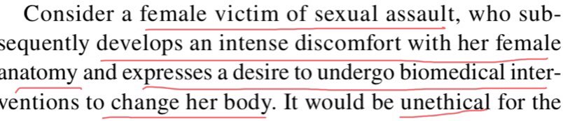 Do we really want therapists not to explore underlying reasons for bodily discomfort? A female victim of sexual assault, for example.