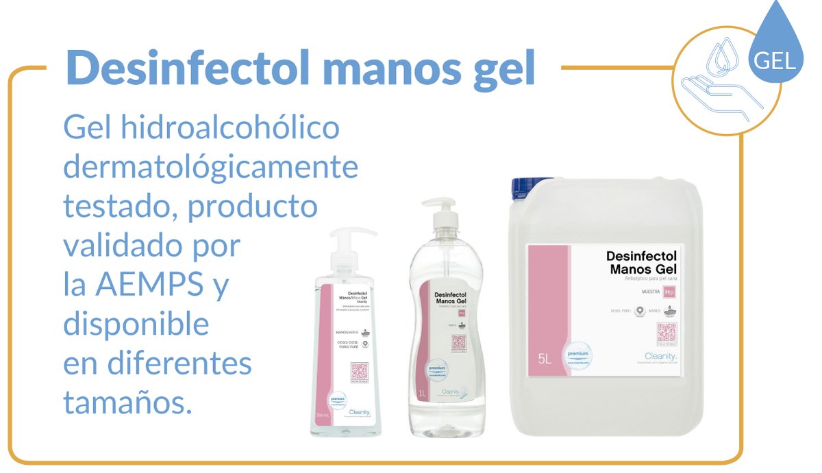 Cleanity_es's tweet photo. DESINFECTOL MANOS GEL
Solución hidroalcohólica diseñada para completar una higiene total de las manos, las desinfecta sin necesidad
de posterior aclarado.
Nº Registro A.E.M.P.S.: 680-DES.
#solucionesCleanity
#higiene
#desinfección
#higienedemanos https://t.co/BxZG3QktQM