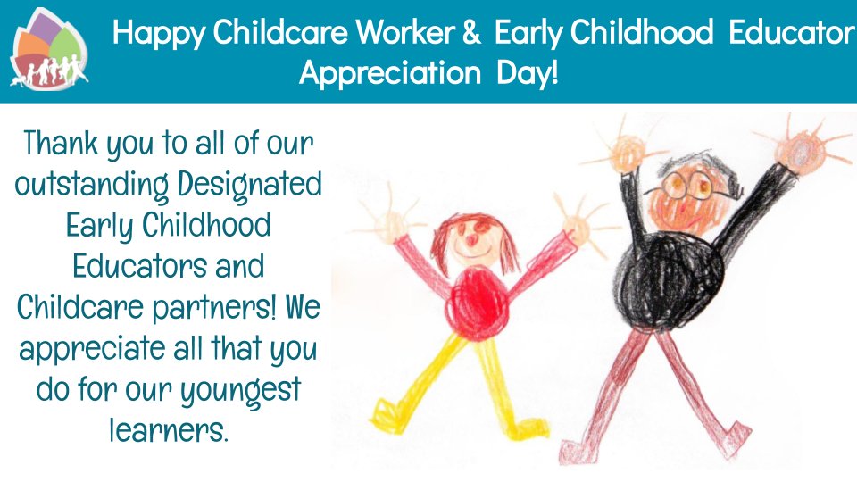 Happy Childcare Worker and Early Childhood Educator Appreciation Day! We celebrate all the dedicated professionals supporting #YRDSBEarlyYears students.  #ECEappreciation #YRDSB