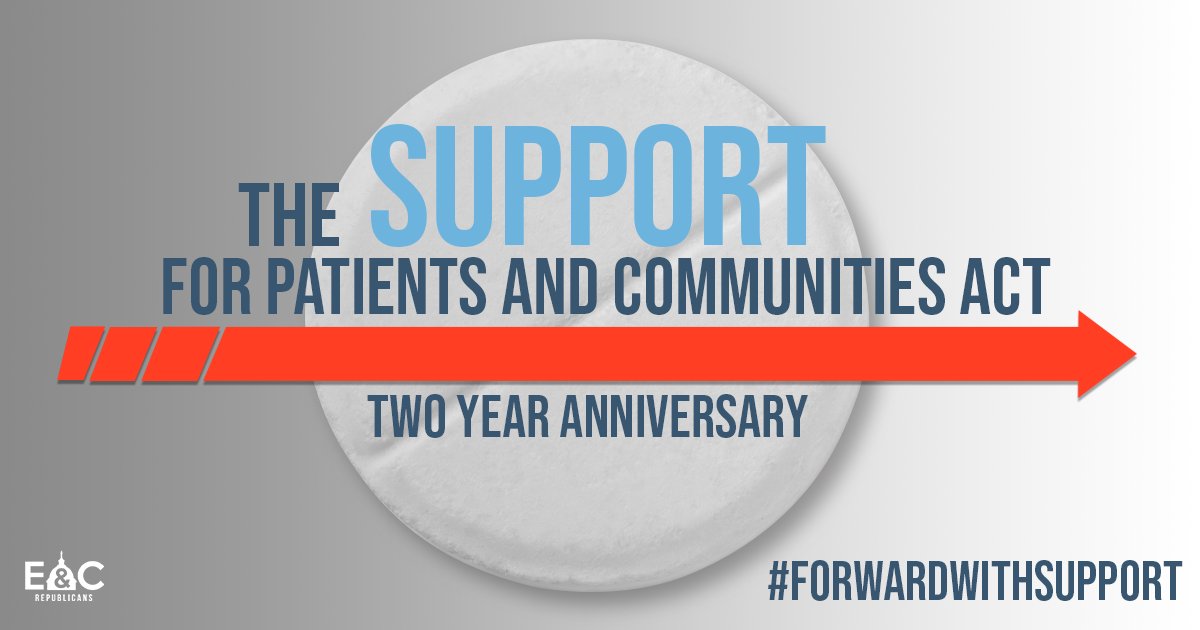 HouseCommerce's tweet photo. This Saturday is the 2nd anniversary of the SUPPORT Act being signed into law

This is the single largest congressional effort against the #opioidcrisis

We have more tools and resources to move #ForwardwithSUPPORT to combat the #opioidcrisis thanks to this bipartisan effort https://t.co/IU65xXZH7s