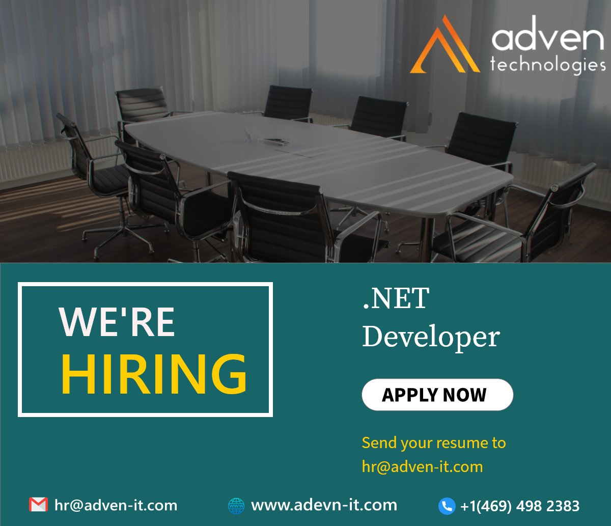 AdvenTechnolog1's tweet photo. We are hiring a .NET Developer in Dallas, USA.

Interested candidates can send resumes to hr@adven-it.com

For more info:- https://t.co/mF1AZODsYr

#wearehiring #dotnetdeveloper #dallas #itjobs #usstaffing #itstaffing #consultants #placement #contract #position #vendor  #adven https://t.co/aiWz7CtnPf