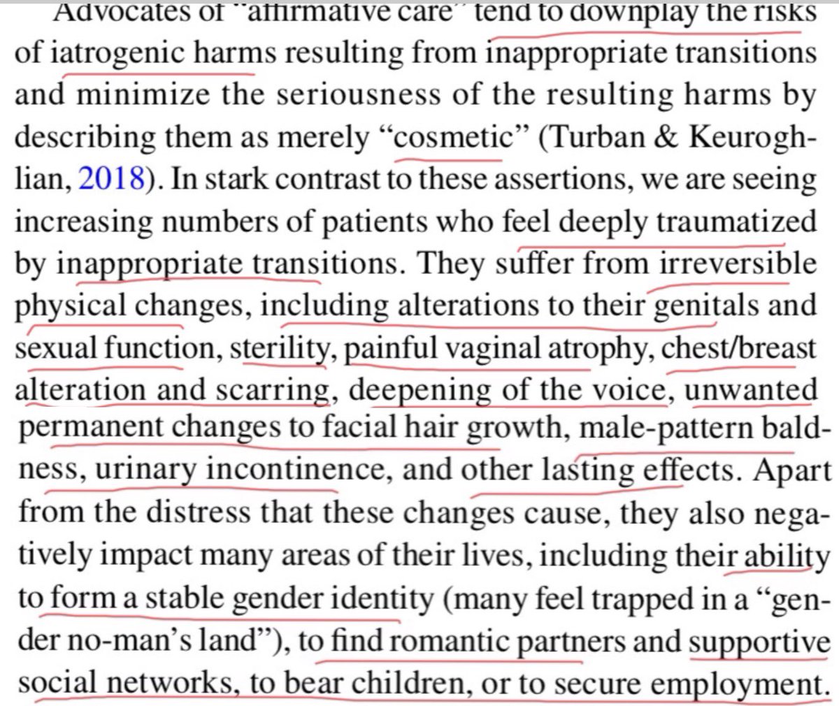 These are some of the changes which detransitioners are left with if we are overly hasty. We should also be cognisant of risks for people who are happily transitioned. More caution in setting on this path, more research for those that have done so...
