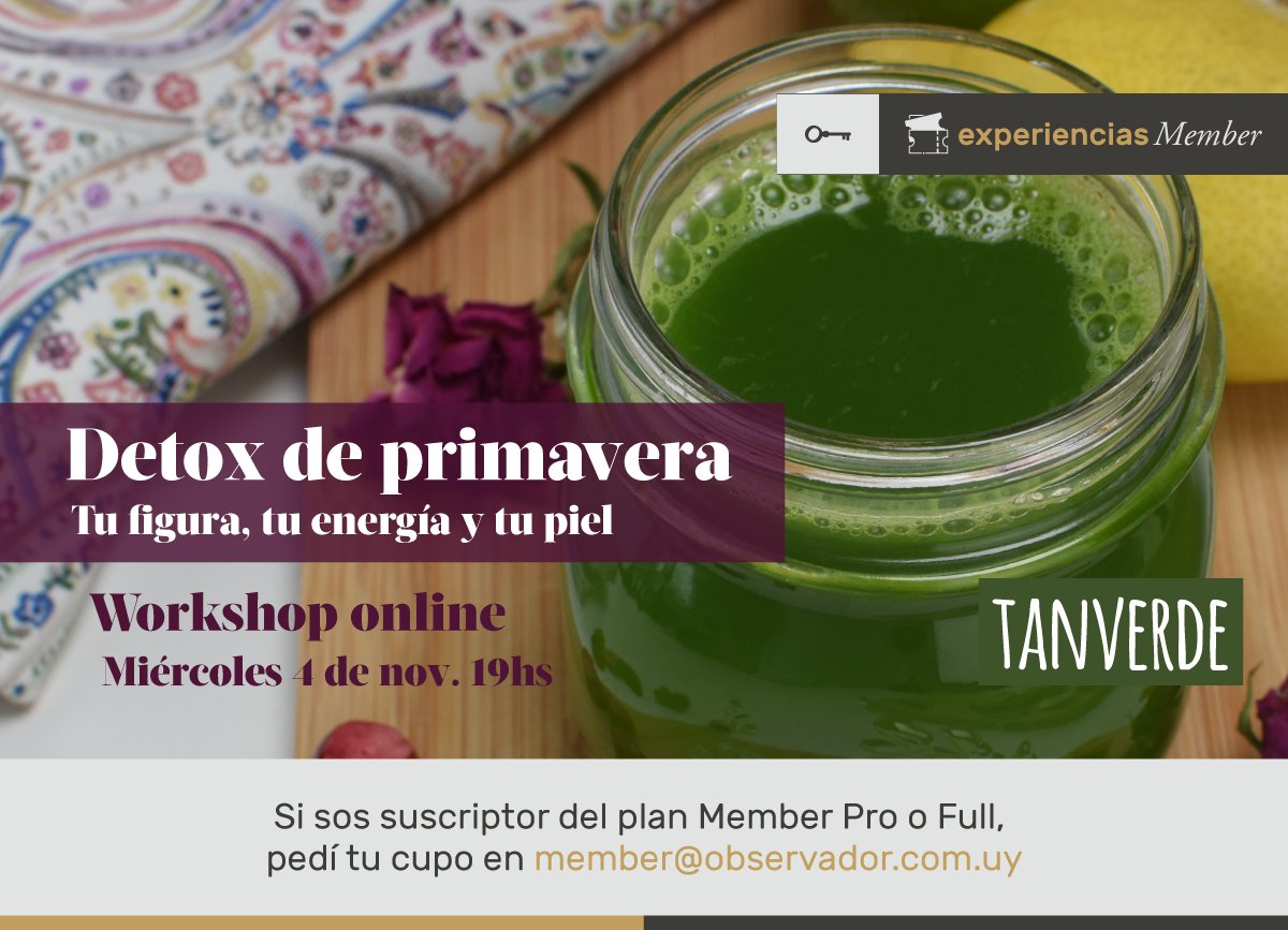 EOMember's tweet photo. Dejá que la primavera te inspire de la mano de las chicas de TanVerde.

Detox de primavera 🌺 Workshop online.
Miércoles 4 de noviembre 19hs.

Si sos suscriptor del plan Member Pro o Full, pedí por tu cupo aquí: https://t.co/NP9ycrxTlF https://t.co/gJcKg1AnFK