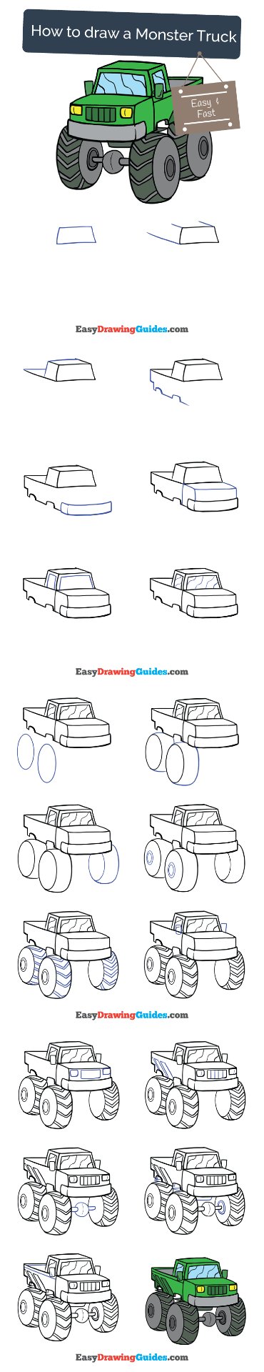 How to Draw a Cartoon Monster Truck