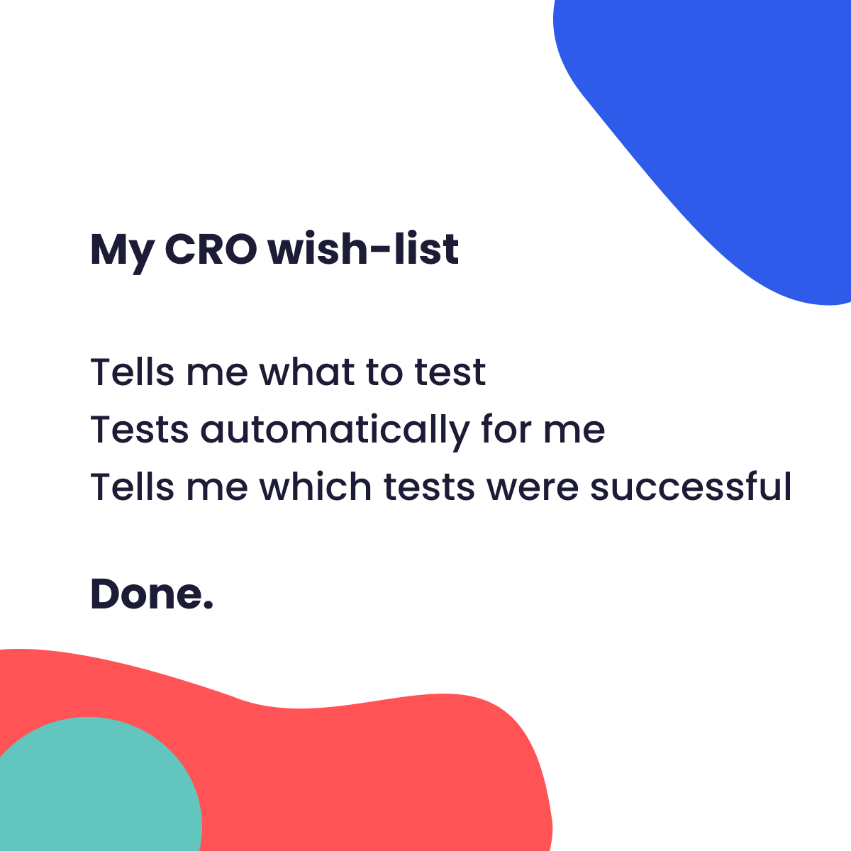 AutoOptimize's tweet image. Our automated A/B testing platform has 50 templated tests, runs all the tests for you and will notify you of the tests that were successful. Aith AutoOptimize, you can set it &amp;amp; forget it. 

#ConversionRateOptimization #conversionrate #Websites #conversionstrategy #ABTesting