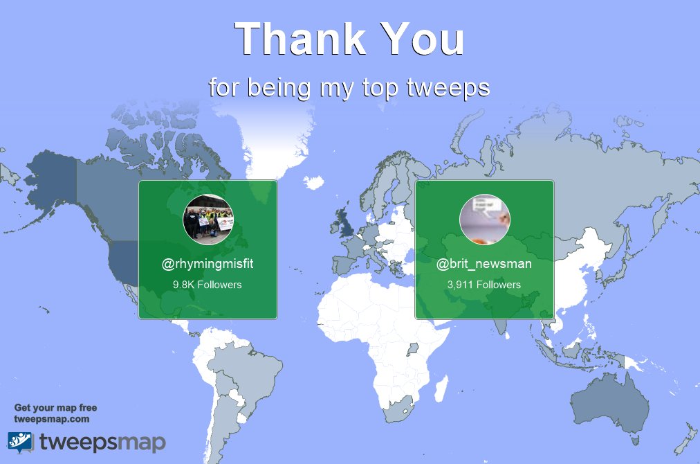 Special thanks to my top new tweeps this week @rhymingmisfit, @brit_newsman