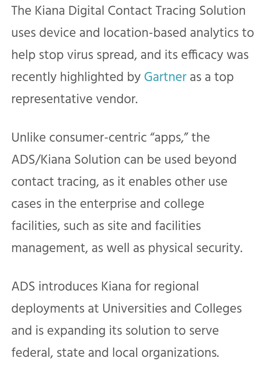  $VISM Acquired Data Solutions had another big breakthrough recently !!Acquired Data Solutions’ Partner Kiana Analytics’ Digital Contact Tracing Platform Selected by Universities and Colleges to Achieve a Safe Return to Campus !!