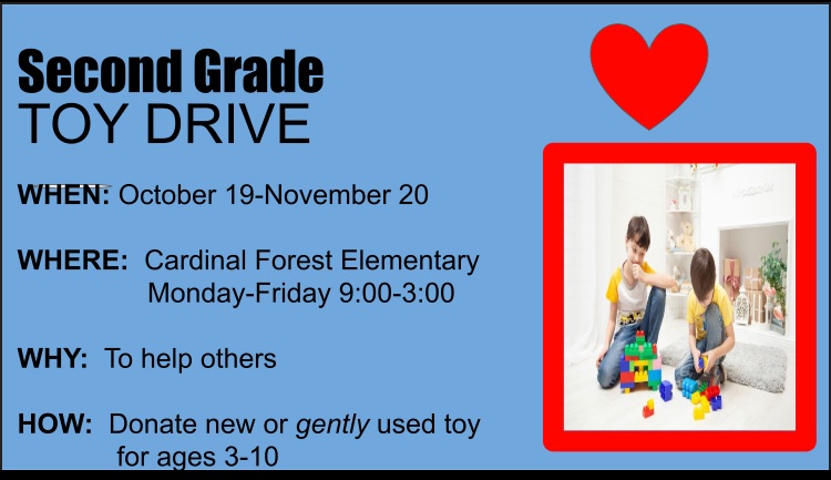 We are happy to support 2nd grade’s toy drive!