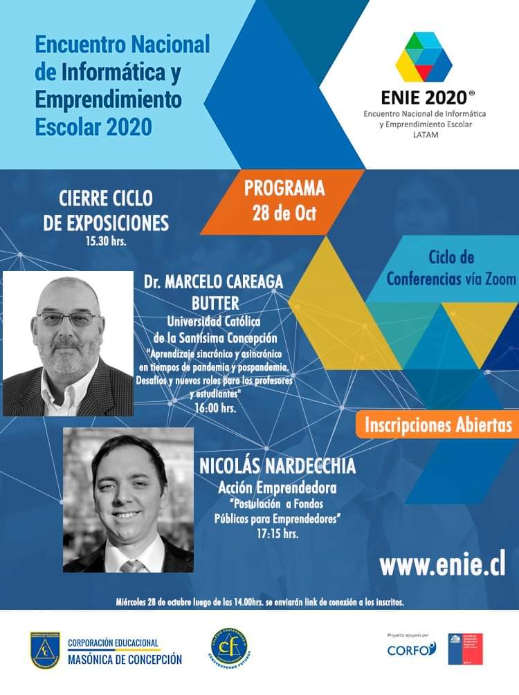 Enie_2020's tweet photo. ¡Última sesión de ENIE 2020!
Inscríbete en https://t.co/ZN5ACjqSV2
Miércoles 28, desde las 15.30 hrs. https://t.co/BmsVT52Wpb