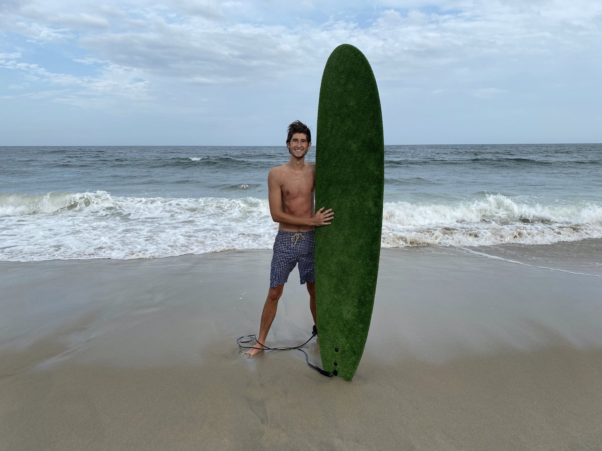 AlumCaedmon's tweet image. Class of 2012&apos;s Justin Kretschman holds up his creation, The Turfboard, a surfboard with lawn turf sewn onto it. The sophomore at Stevens Tech had an interest in shapes and designs while at Caedmon. Great invention, Justin! #caedmonalum #caedmonincollege #stevenstech #surfboard