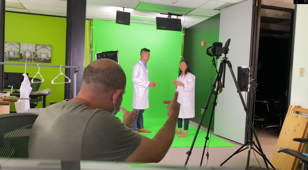 TILTPIXEL's tweet photo. We closed the office for a couple of hours to do an in-house greenscreen shoot for a film we are creating of a neuroscience research center. Special thanks to our friends John and Donna Lin for dressing up as our lab technicians. #cgi #archviz #film #tiltpixel https://t.co/OkwsecM6Aq