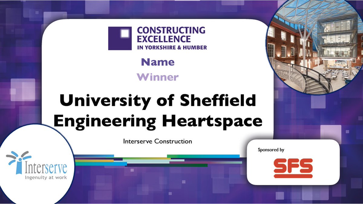**WINNER** The #ceyh2020 #Sustainability award goes to <a href="/interserve/">Interserve</a> @IRVconstruction for the fantastic #Heartspace building <a href="/sheffielduni/">The University of Sheffield</a> <a href="/SheffUniEng/">EngineeringSheffield</a> - a building that has already won so many awards, and righly so! Well done all 🏆#ceyh2020