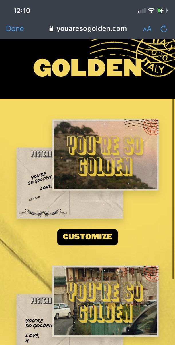 So...the new golden website has confirmed this is basically Harry making a tts mv. One of the most important parts of tts is Harry send Louis postcards from wherever he is in the world...