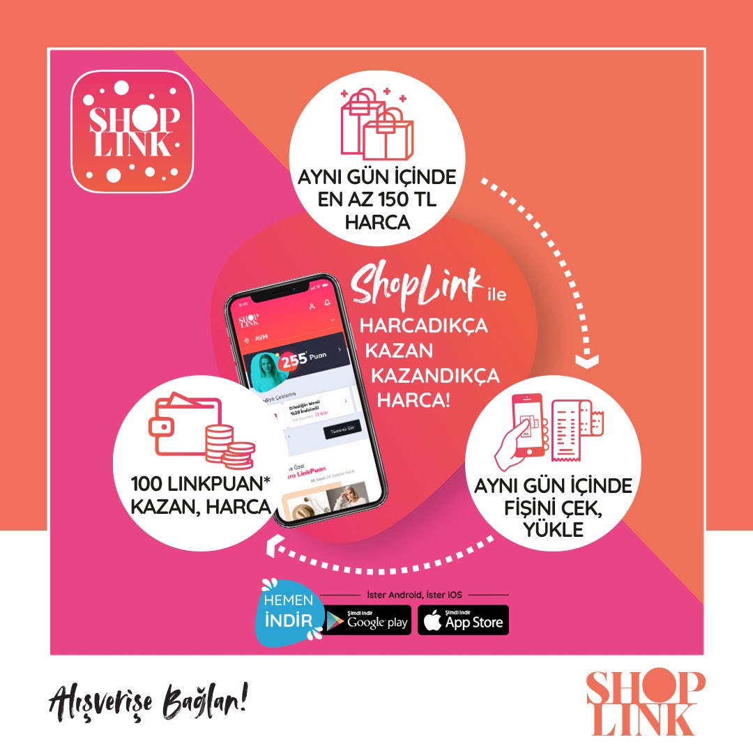 #ShopLink ile tüm harcamaların #LinkPuan kazandırıyor!🥳
Kazanmaya başlamak için şimdi ShopLink’i indir ve hemen üye ol!📲👉🏻 shoplink.com.tr