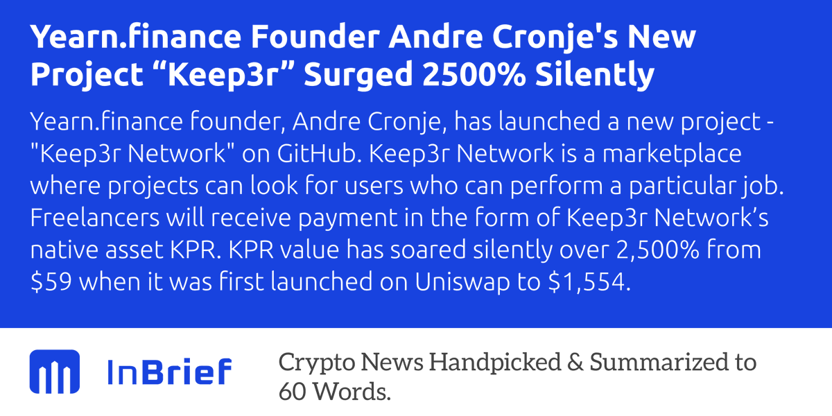 inbriefapp's tweet photo. $KPR #YEARNFINANCE https://t.co/vOFZpOQuab