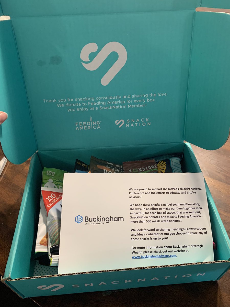 Thank you @BuckinghamSW for sponsoring the snack boxes at #NAPFA20! I just add my own coffee. Such a nice touch plus supporting <a href="/FeedingAmerica/">Feeding America</a>. <a href="/NAPFA/">NAPFA</a>