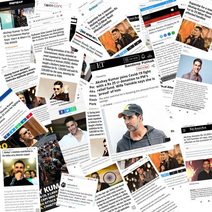 Shweta_aajtak's tweet photo. I don't understand how can someone hate @akshaykumar
He never wished bad for anyone still he get so much negativity for being this much good.
For this man Humanity is priority.
He always helps our nation in every crisis
#StopTargetingAkshayKumar https://t.co/Q8JwyNYuUP