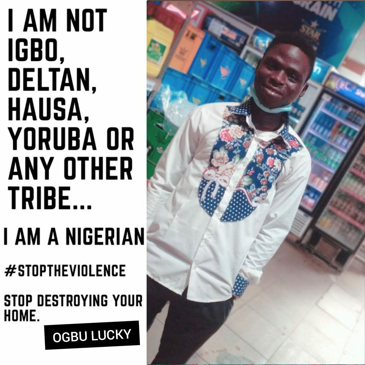 ogbuluckyraphea's tweet photo. This is who we are, brothers and sisters..
Undivided and poised...
No division along ethnic, religious or tribal lines.
#StopTheViolence
#StopDestroyingYourHome
#HandInHandWeStand https://t.co/UcXv2VicfF