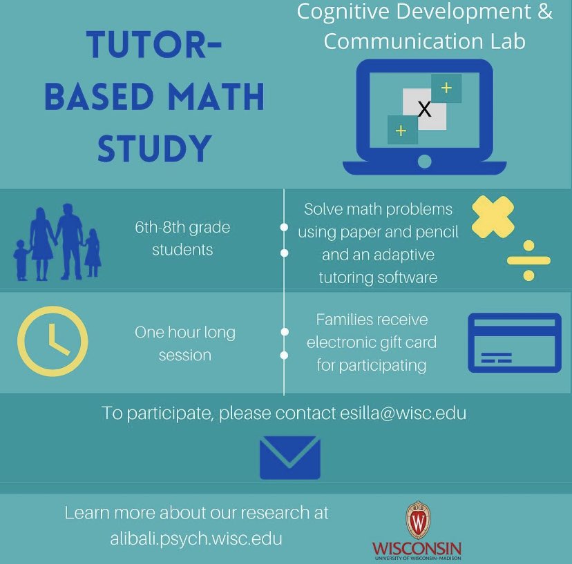 Myself and several other awesome researchers have designed this study in an effort to better understand how kids learn algebra! If you know any 6th-8th graders in the US who are interested in participating (virtual study!) feel free to send this gorgeous infographic their way ☺️