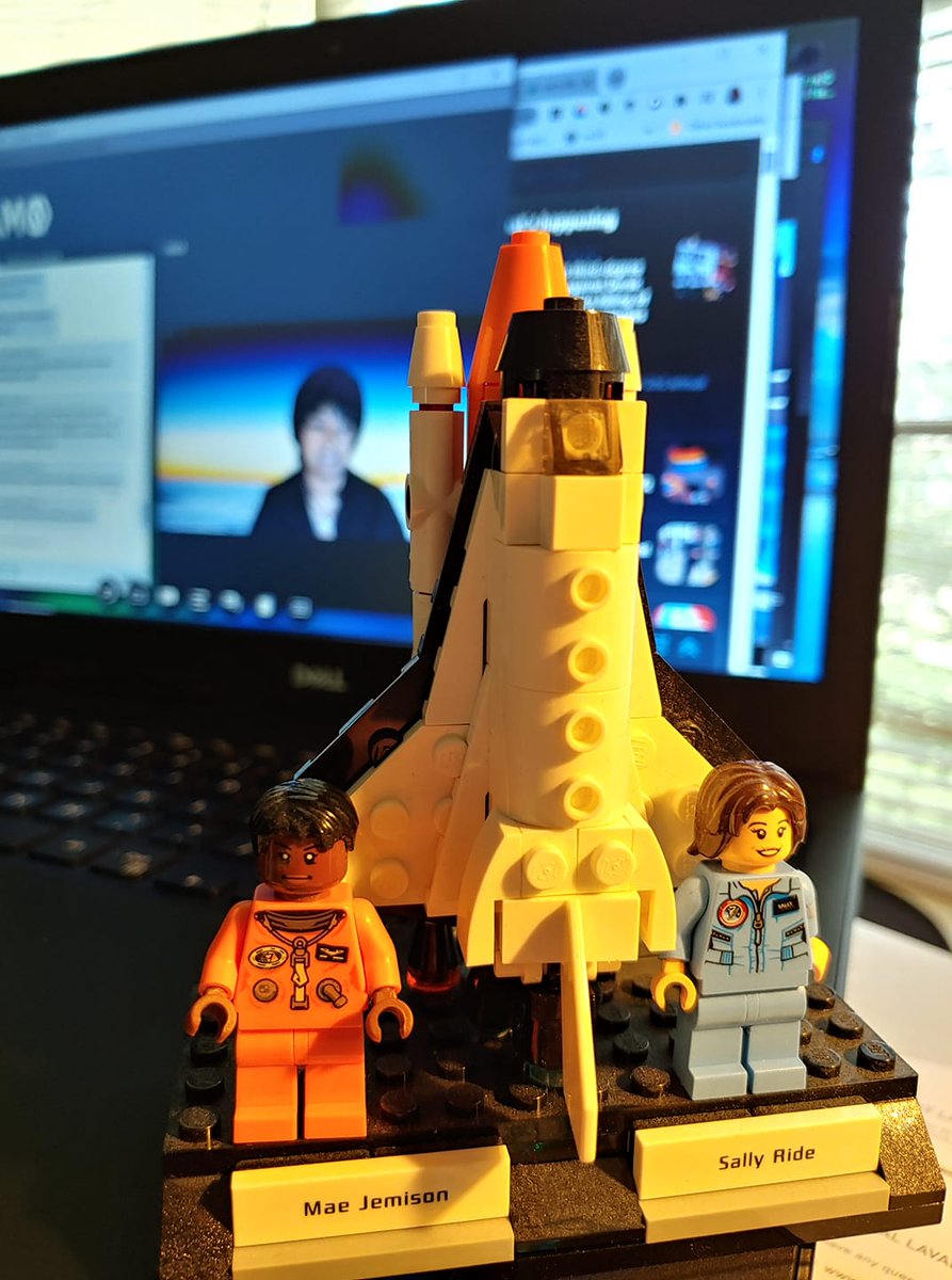 Accompanied by my LEGO Mae Jemison while listening to the real @maejemison today at #AMO2020. This is the best day ever.