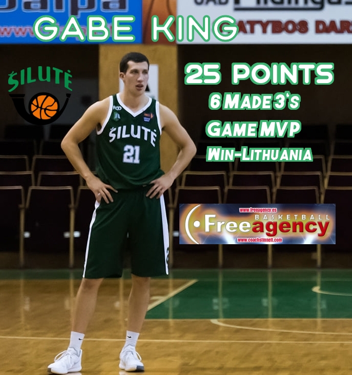 Michael Stinnett (@coachstinnett) on Twitter photo Free Agency Client Gabe King <a href="/gabe_king/">Gabe King, CFP</a> has a big time game in Lithuania today. He goes for 25 points (6 made 3's) in a big win for Silute. King is a rookie out of Northern State University <a href="/nsuwolves_mbb/">Northern State Men’s Basketball</a> . Free Agency Client Gabe King <a href="/gabe_king/">Gabe King, CFP</a> has a big time game in Lithuania today. He goes for 25 points (6 made 3's) in a big win for Silute. King is a rookie out of Northern State University <a href="/nsuwolves_mbb/">Northern State Men’s Basketball</a> .