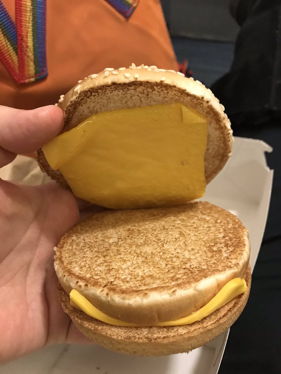 withlightphoto's tweet photo. @McDonalds I just ordered a Big Mac with no meat but extra cheese meal at Bond Street tube station. Very Disappointed. Didn’t realise no meat now also means no lettuce, sauce or onions?! And I didn’t even get get extra cheese! 🙁 https://t.co/KW4Xxio6I6